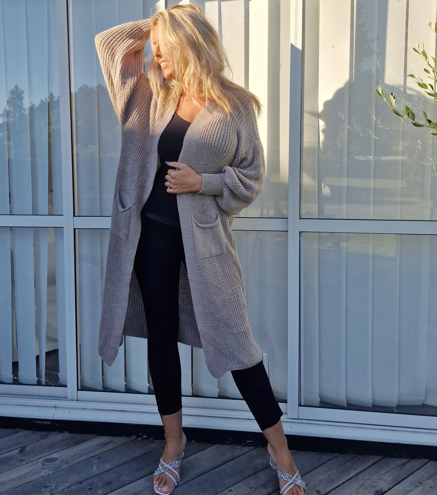 Cardigan lång Penny Taupe