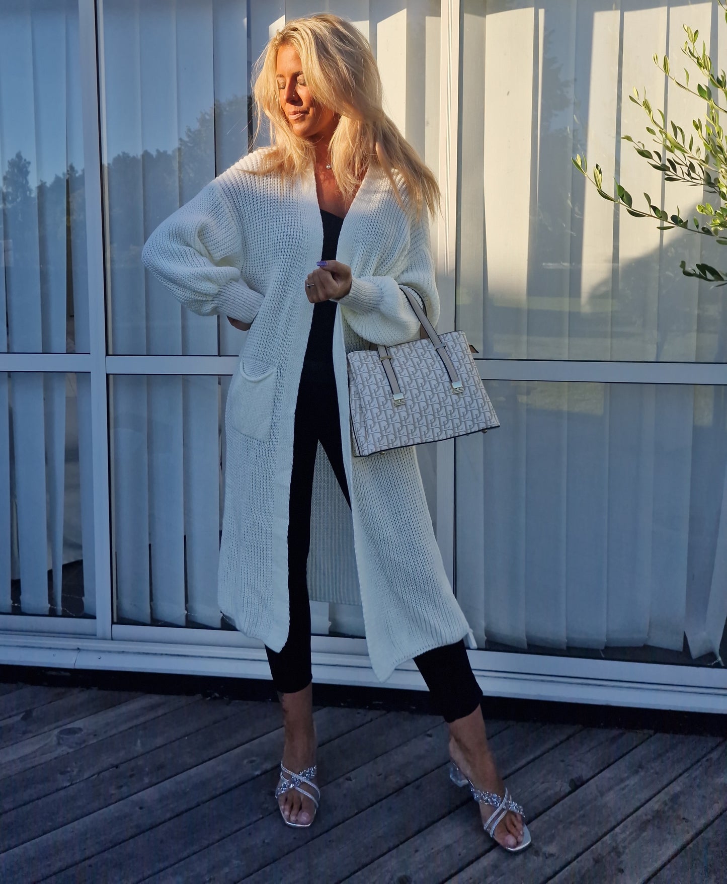 Cardigan lång Penny Vit