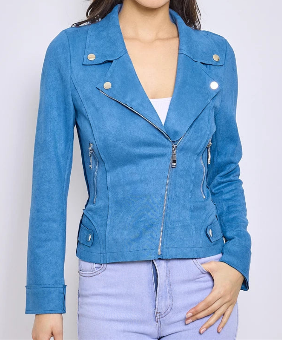 Perfecto mocka JACKET Jeansblå