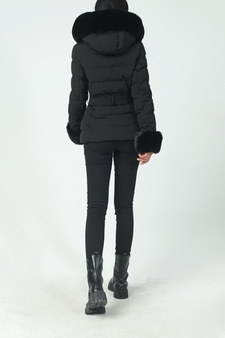 Dunjacka Ally med fuskpäls Svart