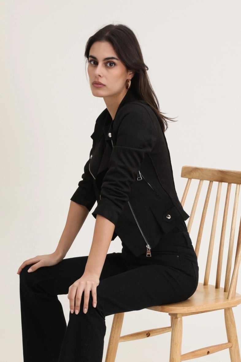 Perfecto mocka JACKET SVART