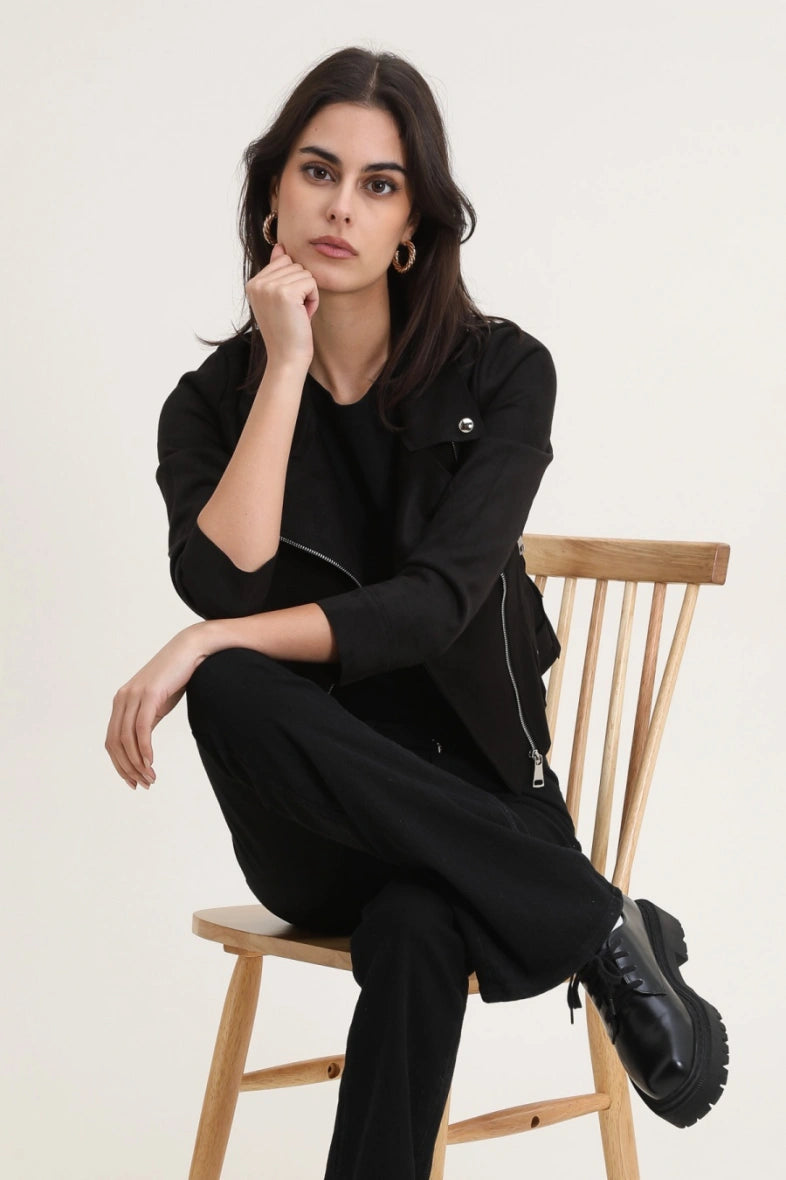 Perfecto mocka JACKET SVART