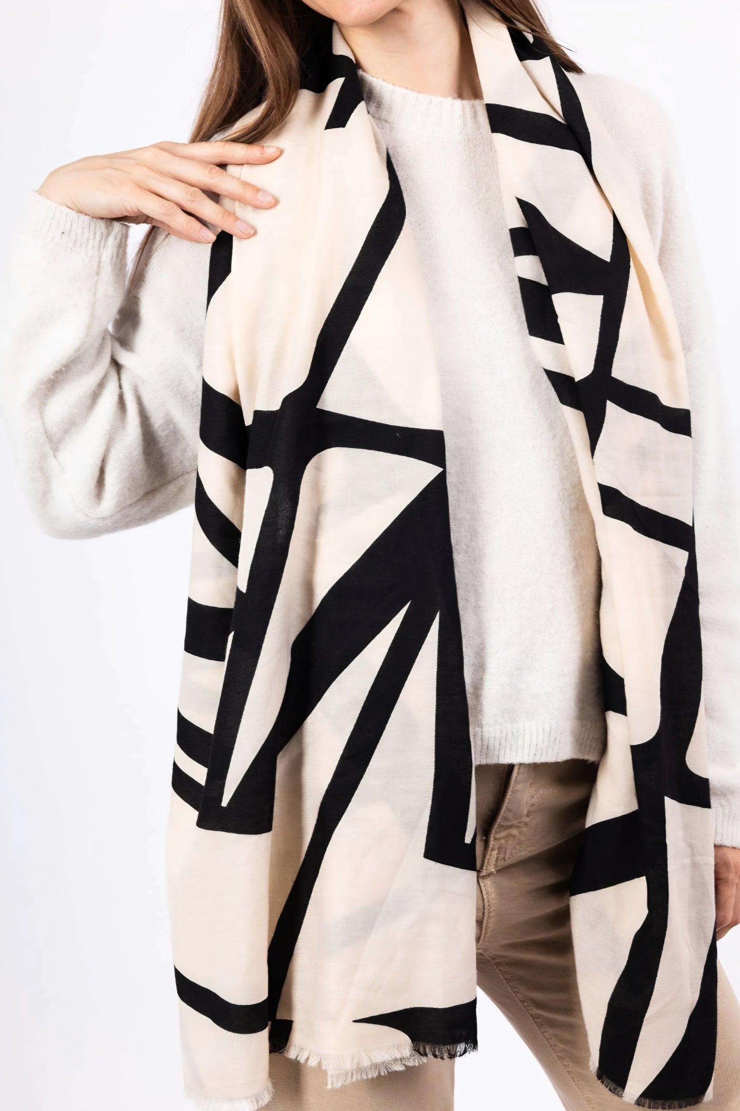 Halsduk abstrakt Beige