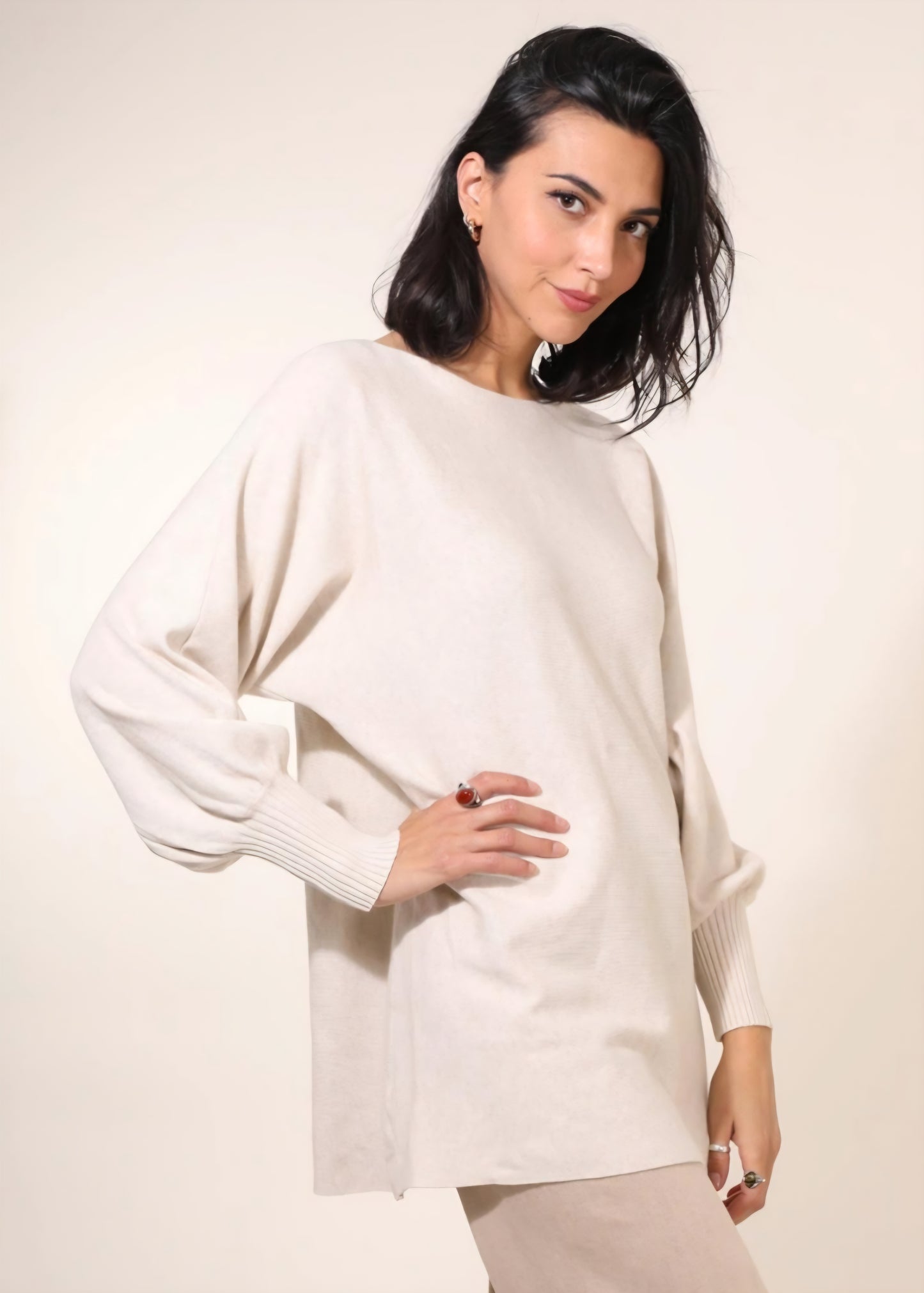 Tröja med rosettrygg offwhite