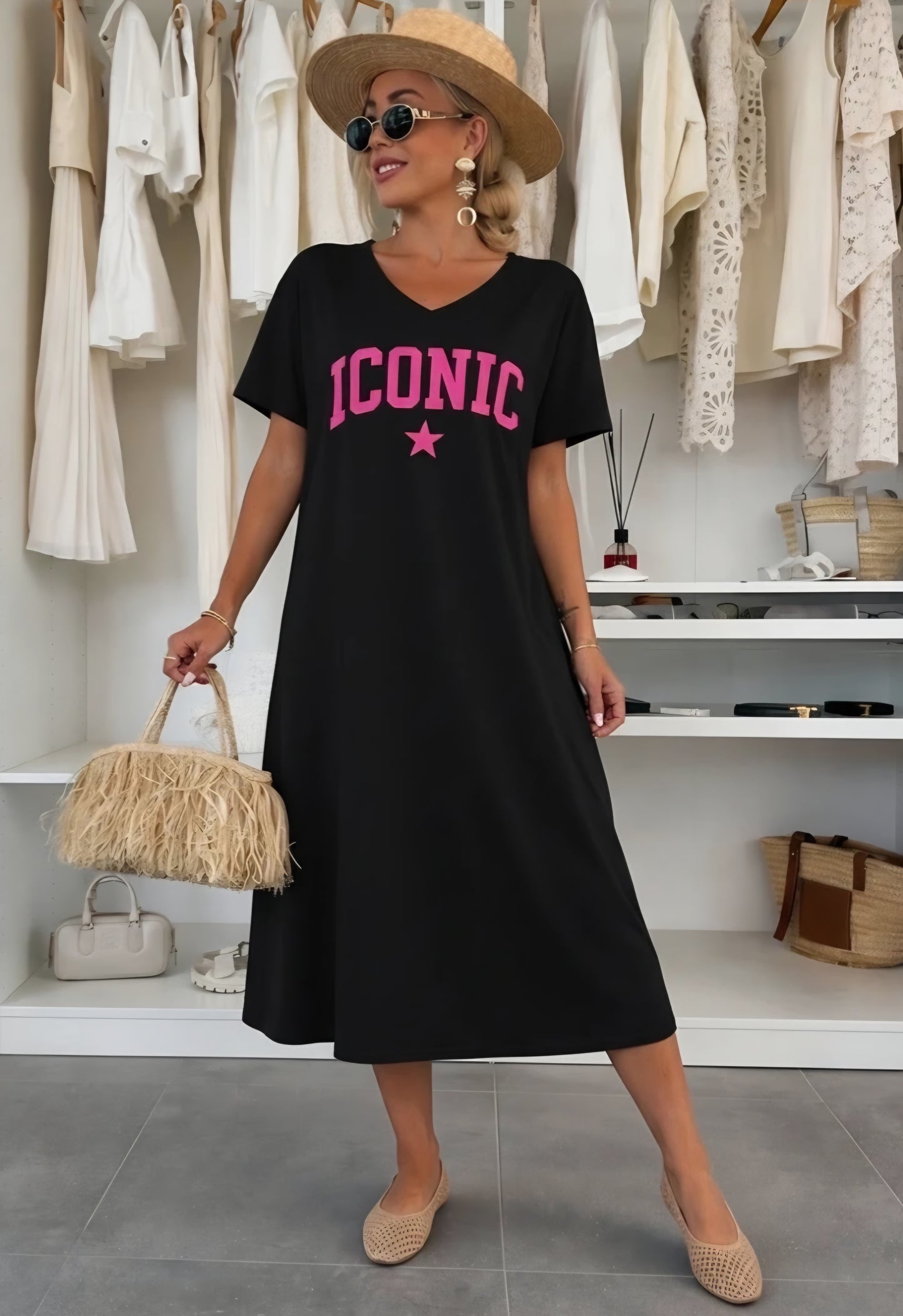 ICONIC t-shirtklänning Svart