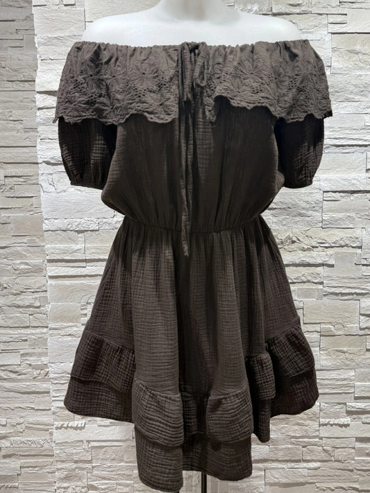 Klänning i bomull Brun