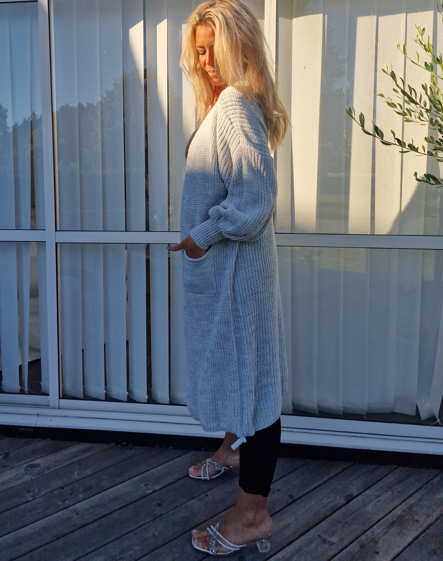 Cardigan Lång Penny Grå