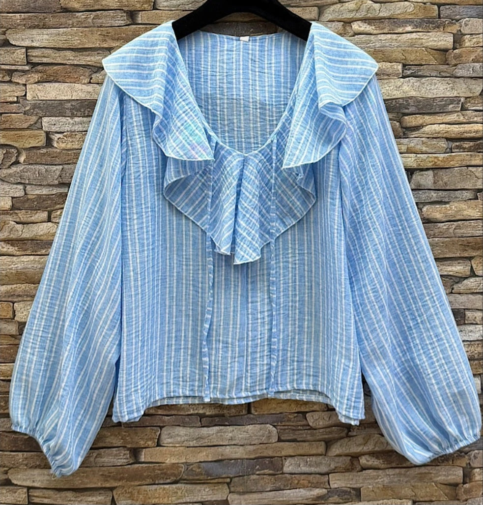 BETTY blus Randig Blå