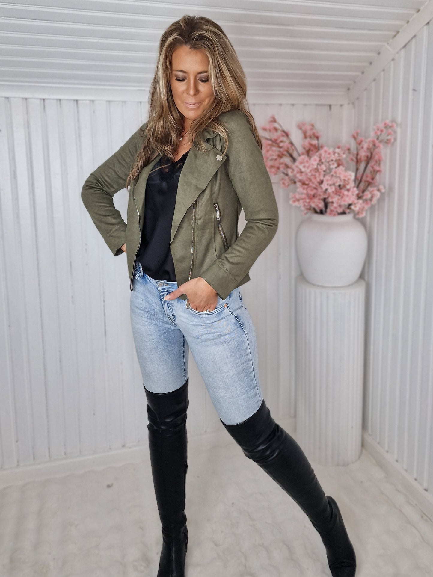 Perfecto mocka JACKET GRÖN