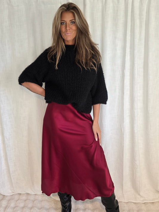 Satinkjol Tina Vinröd