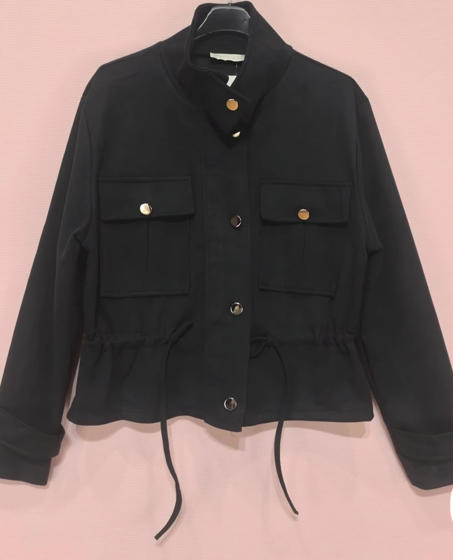 Kort jacka i mockaimitation Svart