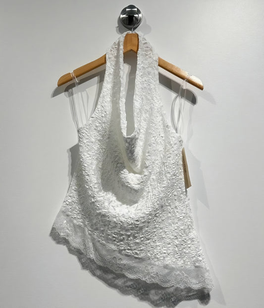 Topp stretchig spets Vit