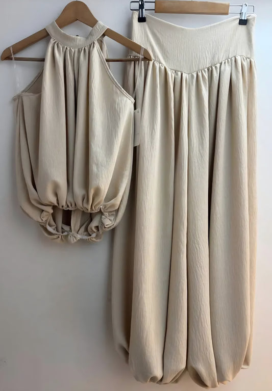Set med topp+byxor Beige