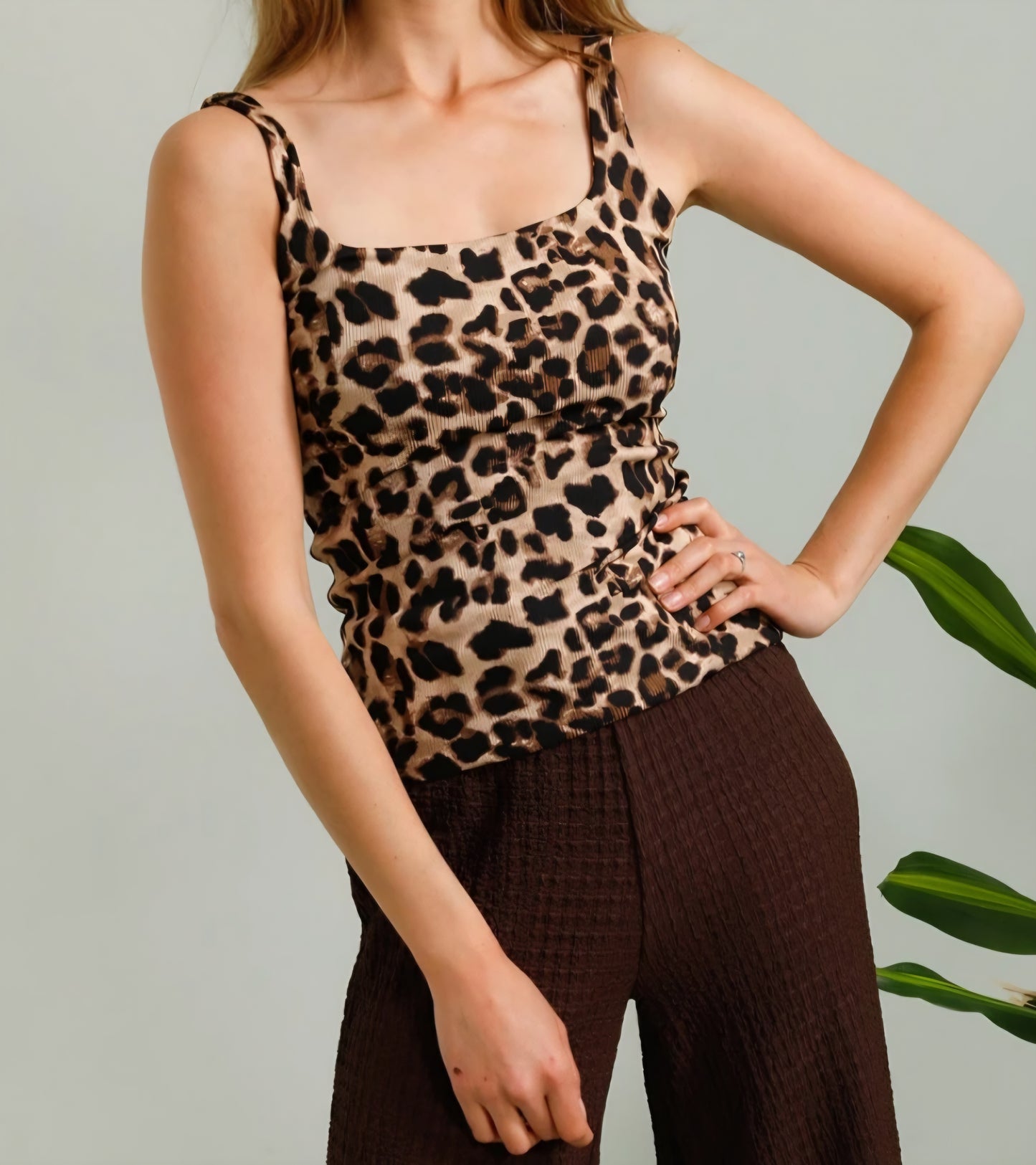 Ribbad topp leopard