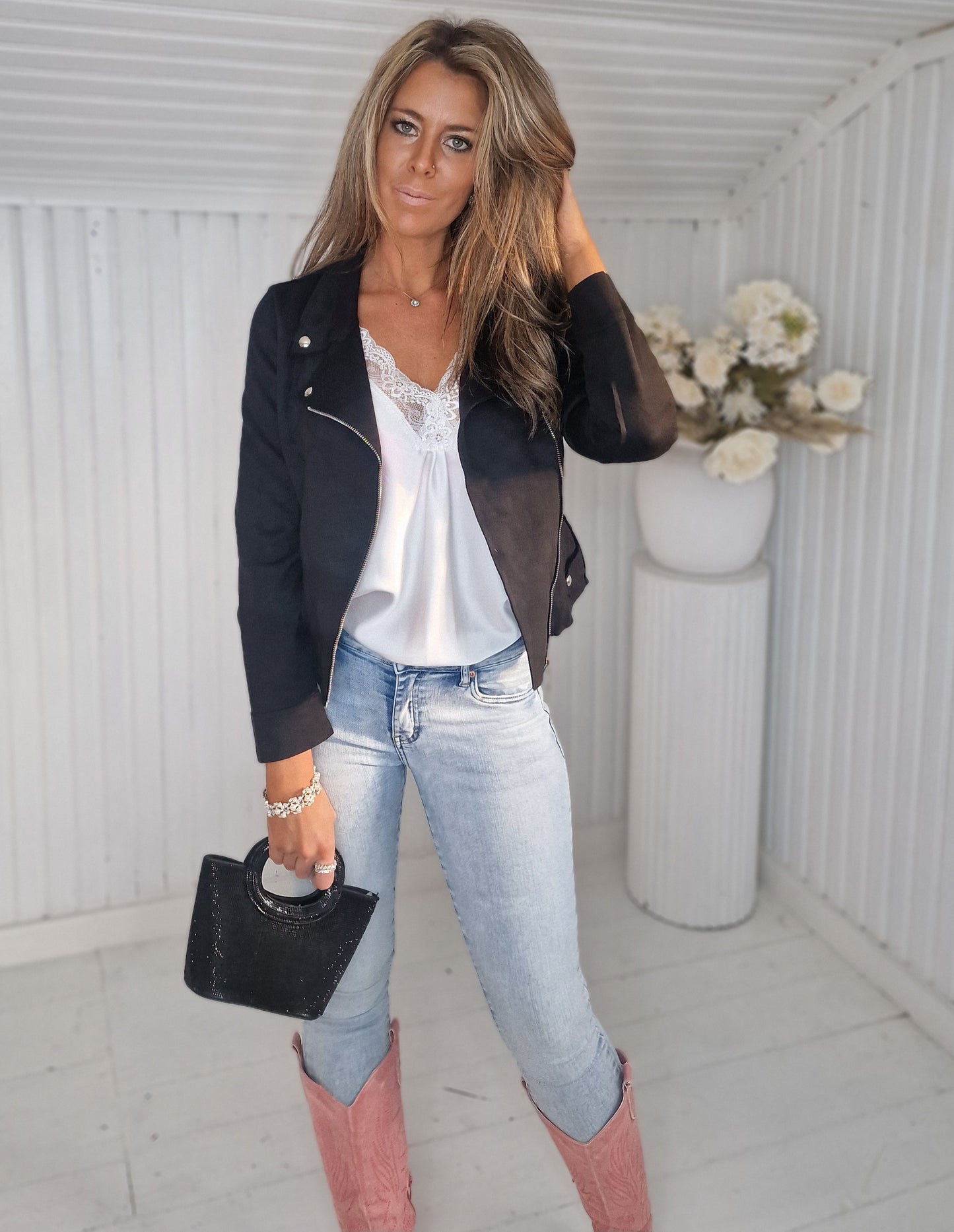 Perfecto mocka JACKET SVART
