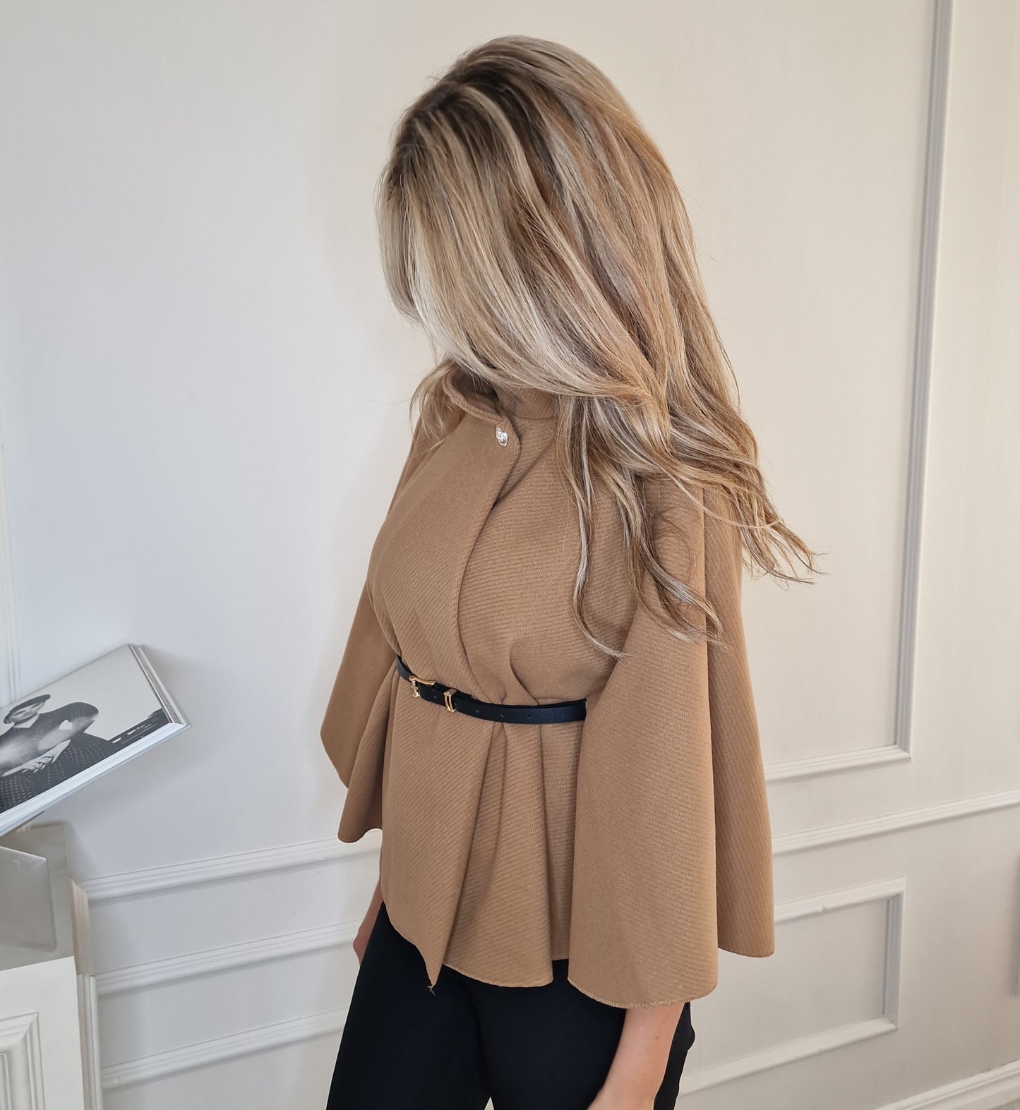 Elegant Cape/Poncho with belt Camel