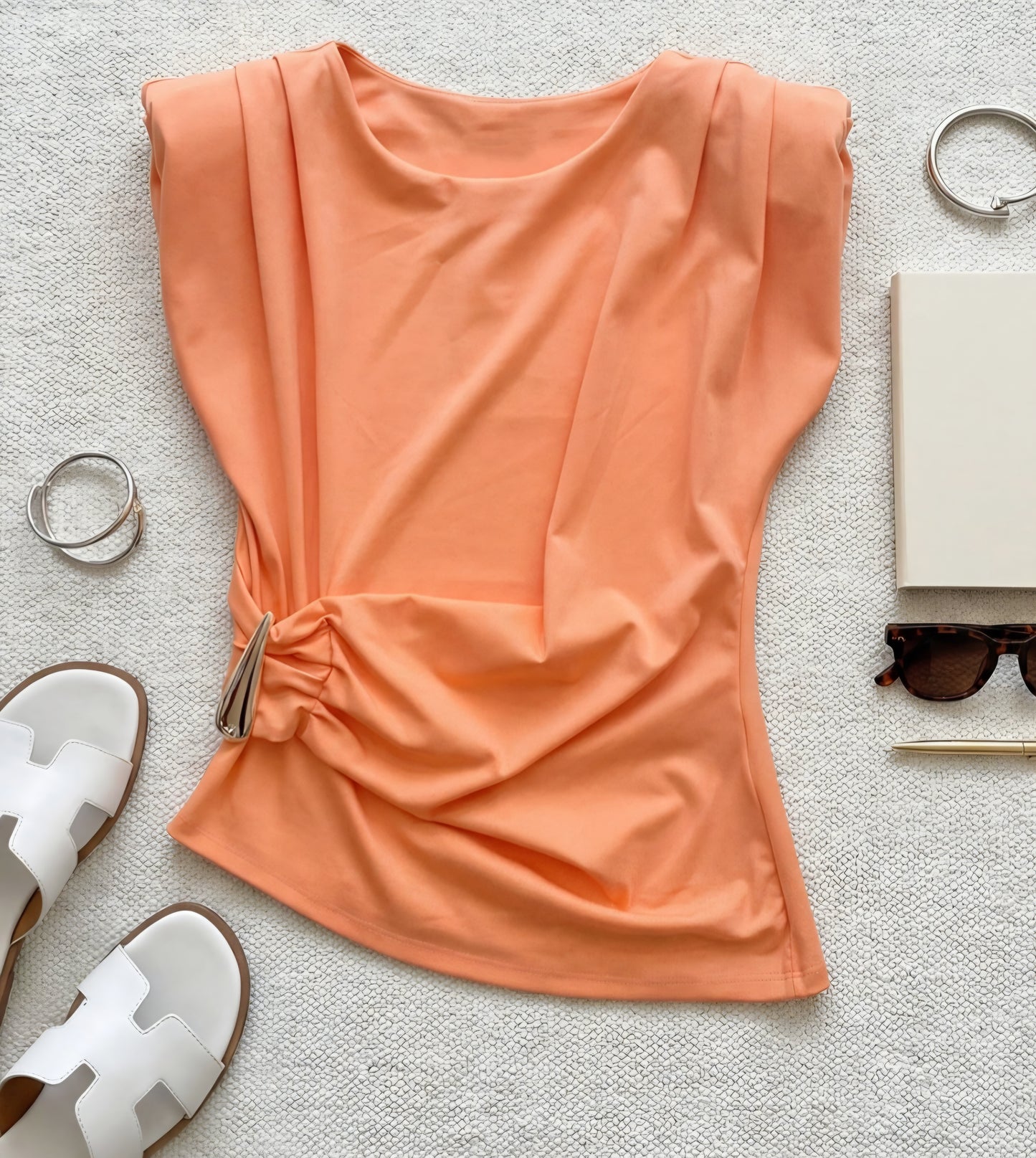 Axelvadderande topp Aprikos