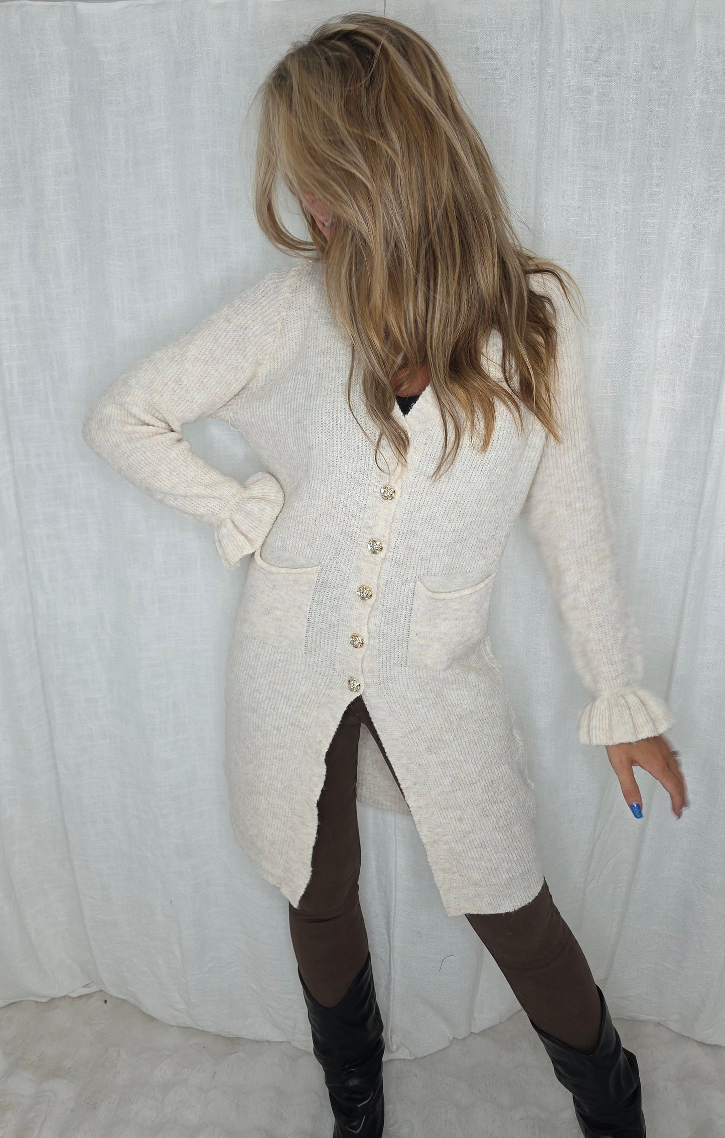 Cardigan klänning Beige