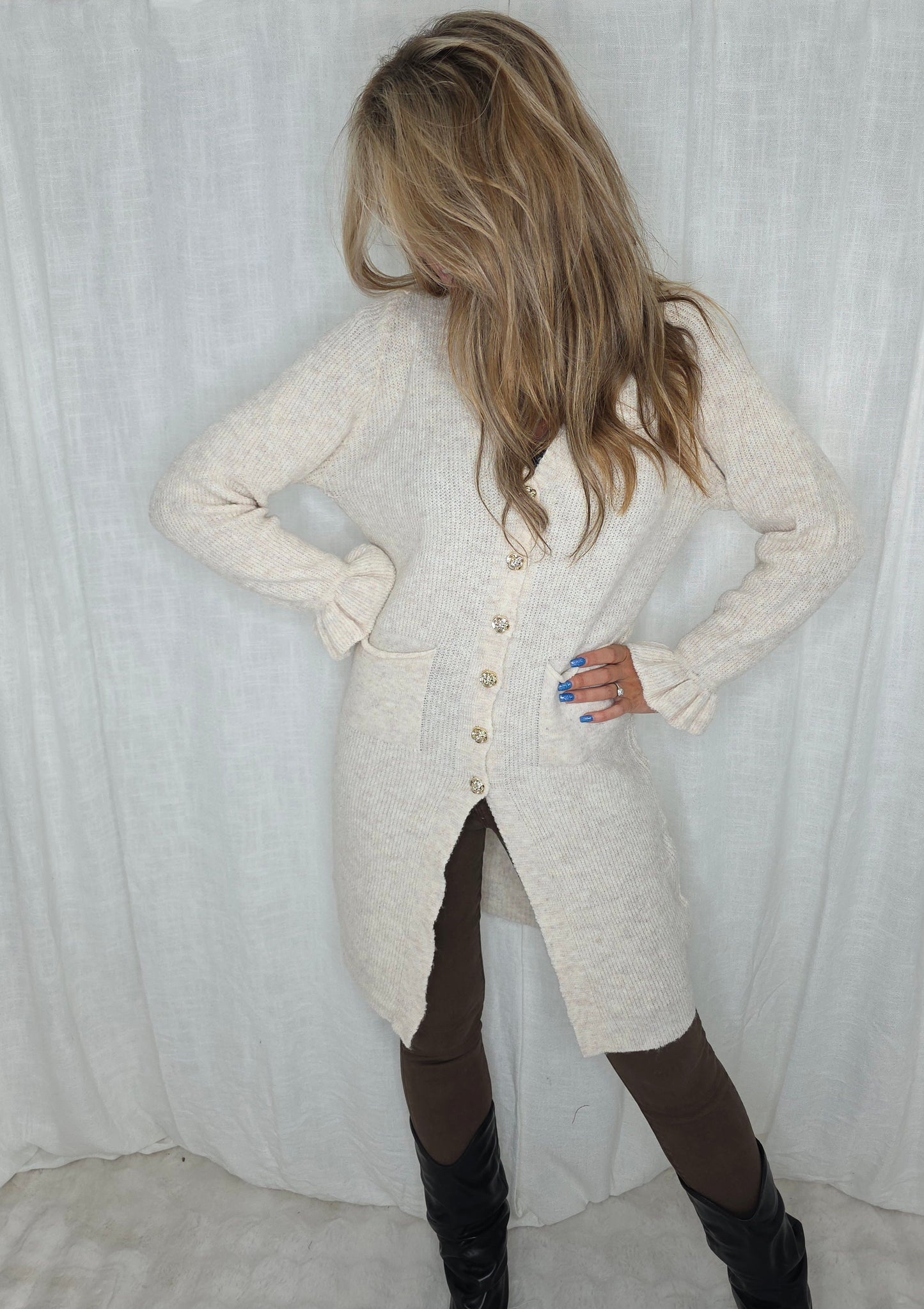 Cardigan klänning Beige