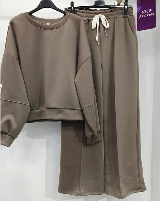 Set, tröja med vida byxor Taupe