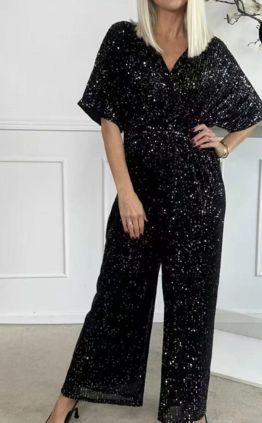 Byxdress Paljett Svart