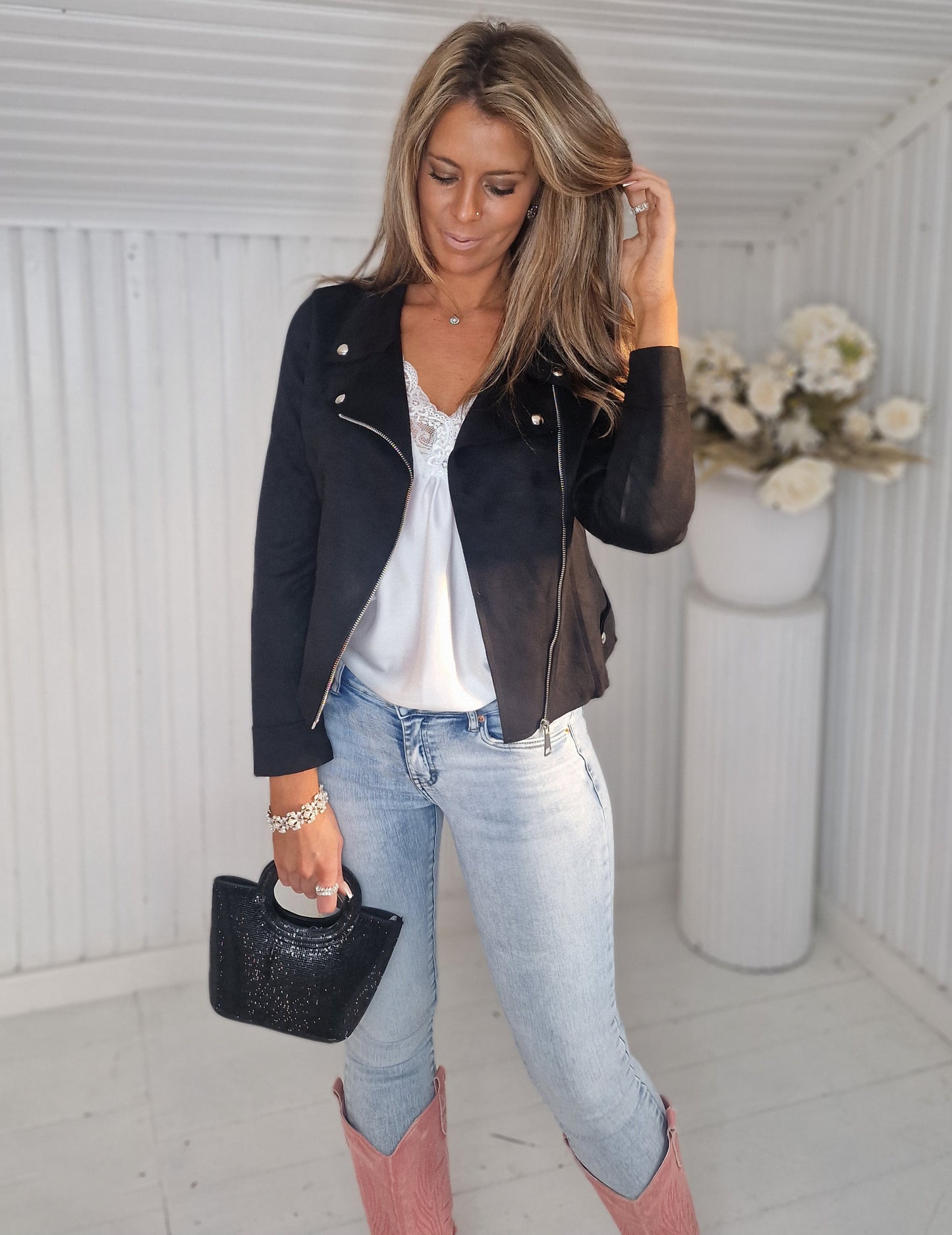 Perfecto mocka JACKET SVART