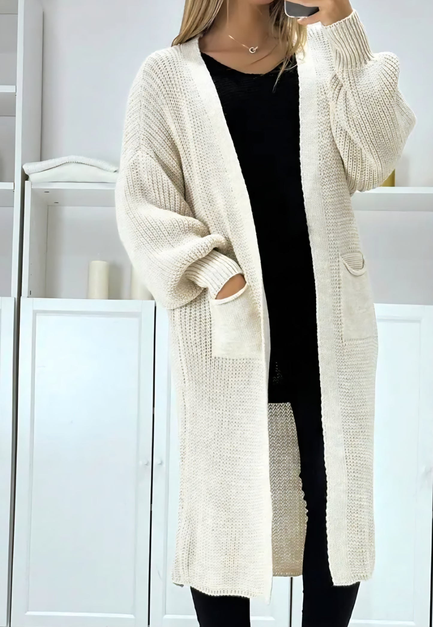 Cardigan Lång Penny Beige