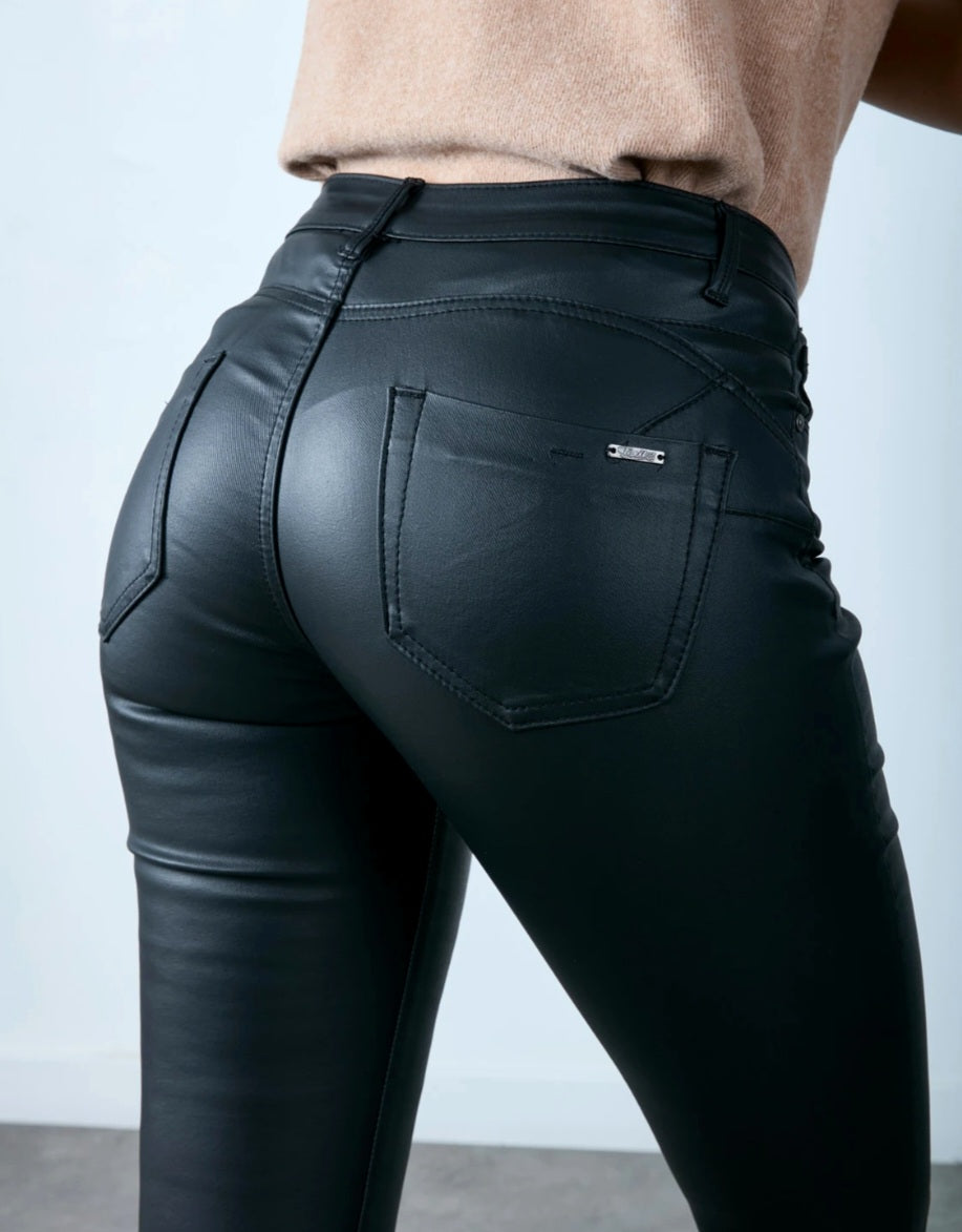 Toxik konstläder stretch byxa Svart
