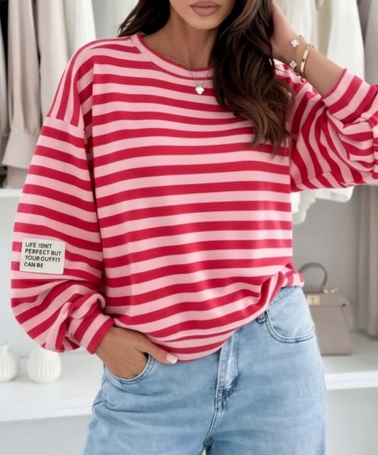 Tröja smala ränder Röd