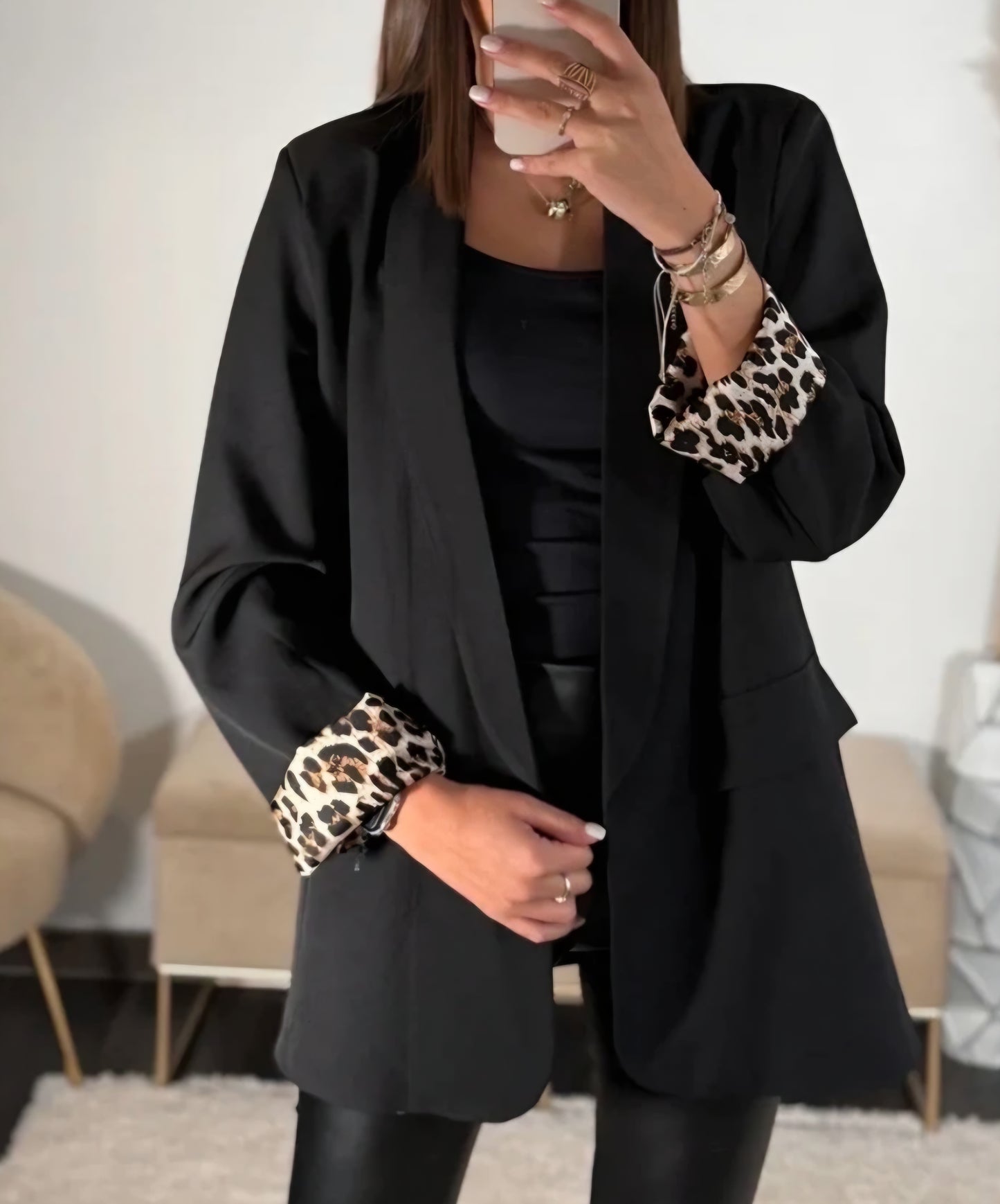 Blazer leopard Svart