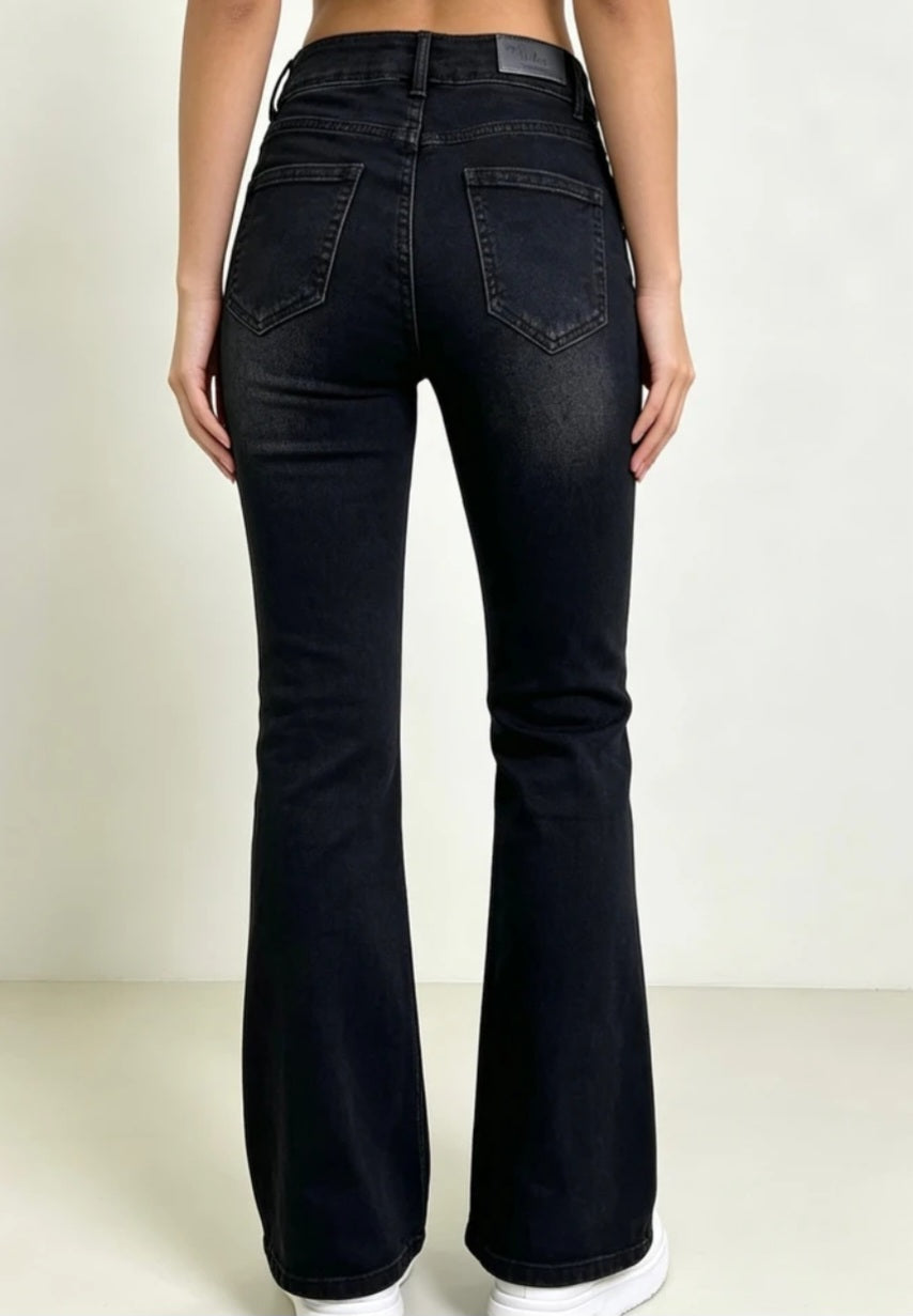 Utsvängda stretch jeans Antracit grå