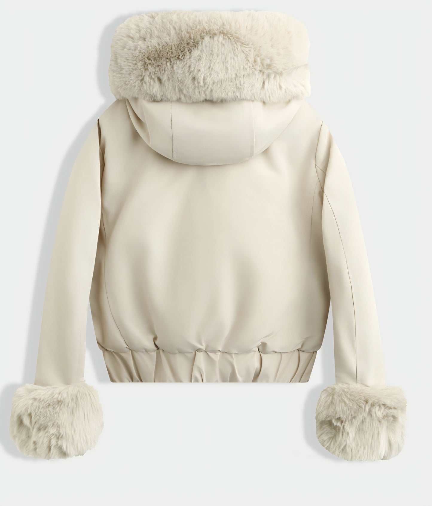 Kort jacka Tilda med huva och fuskpälsdetaljer Beige