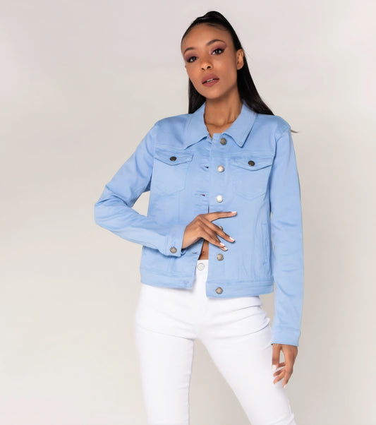 Klassisk stretch jeansjacka Blå