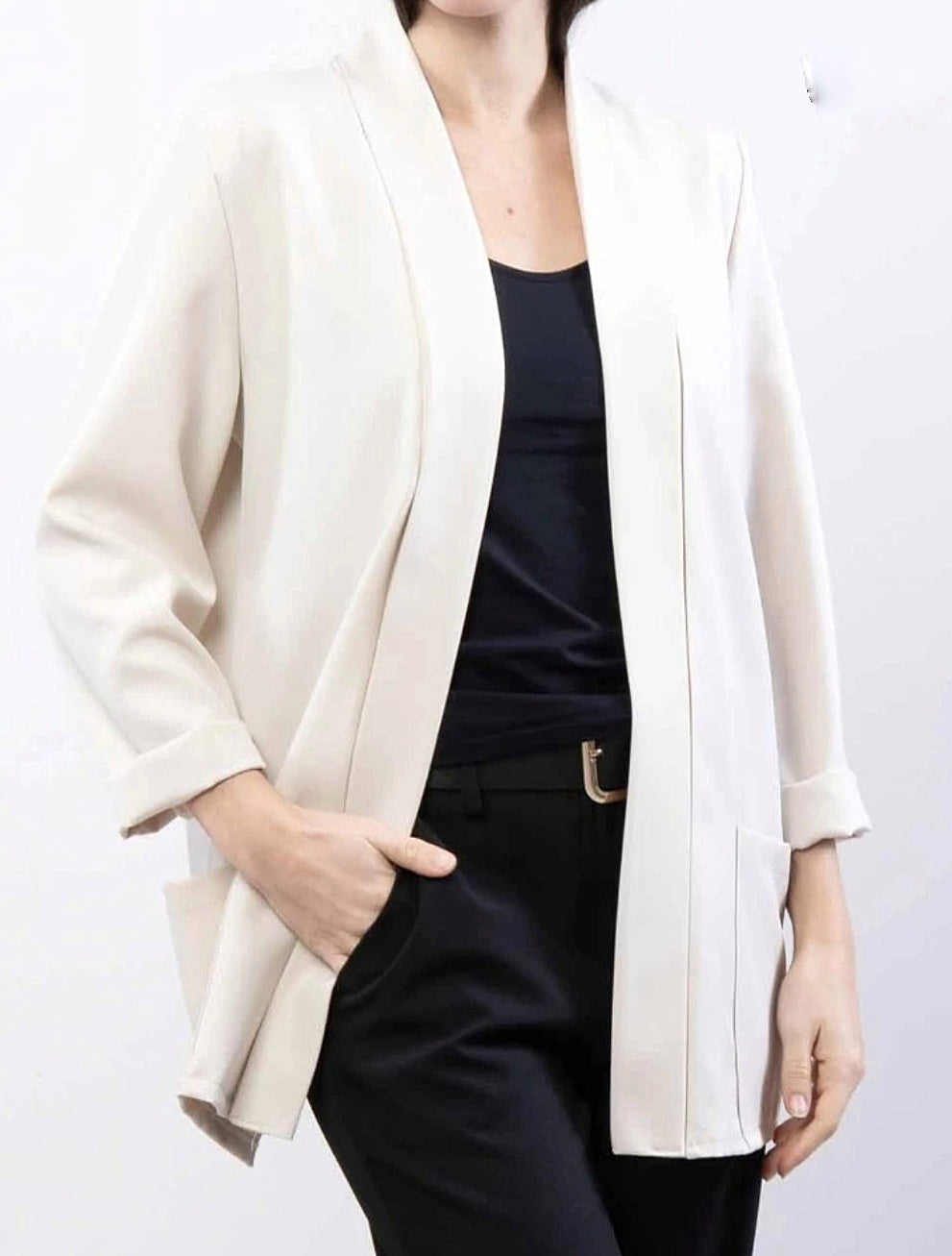 Stretchig blazer beige
