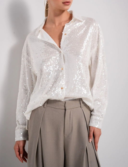 Paljettskjorta Vit