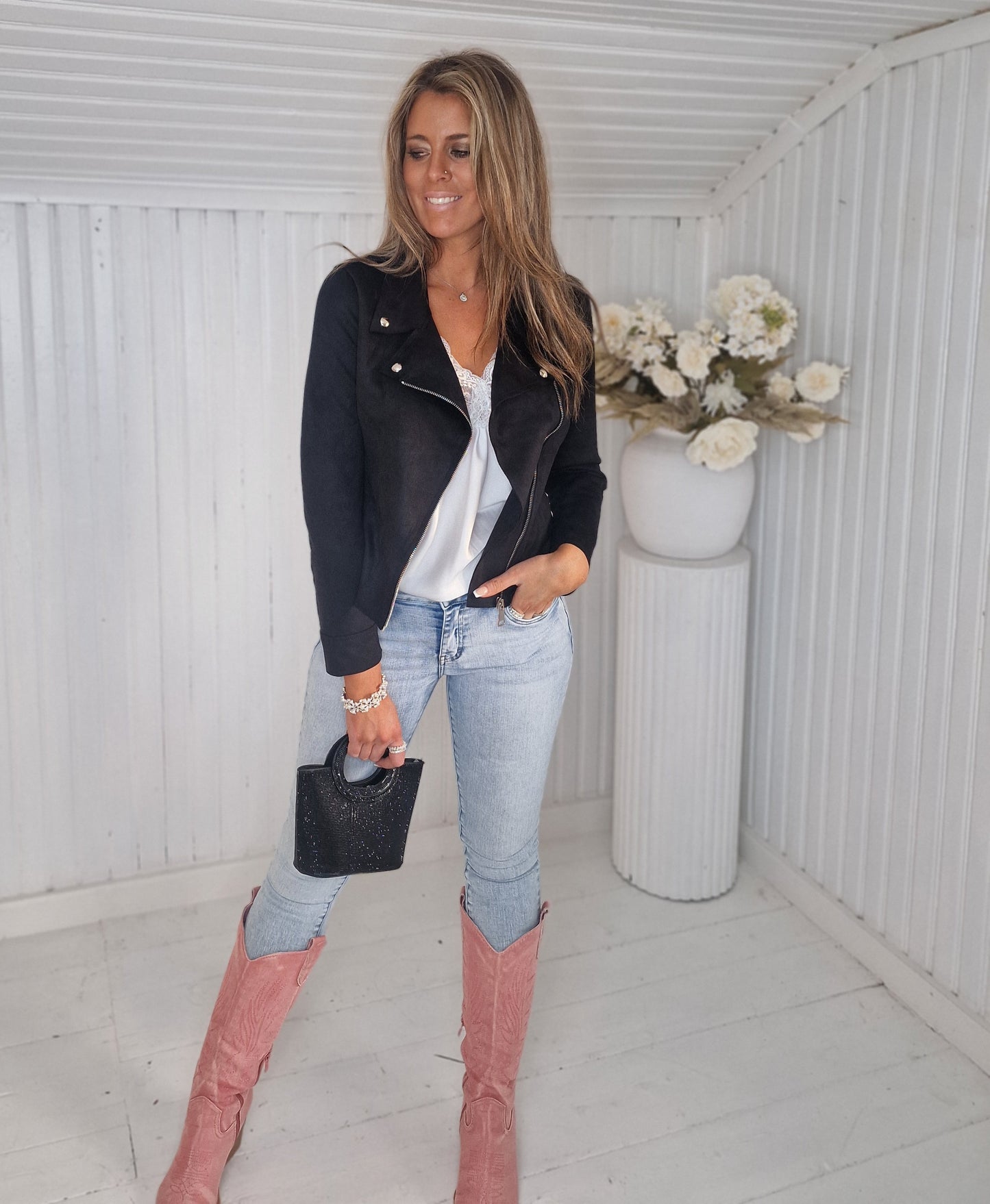 Perfecto mocka JACKET SVART