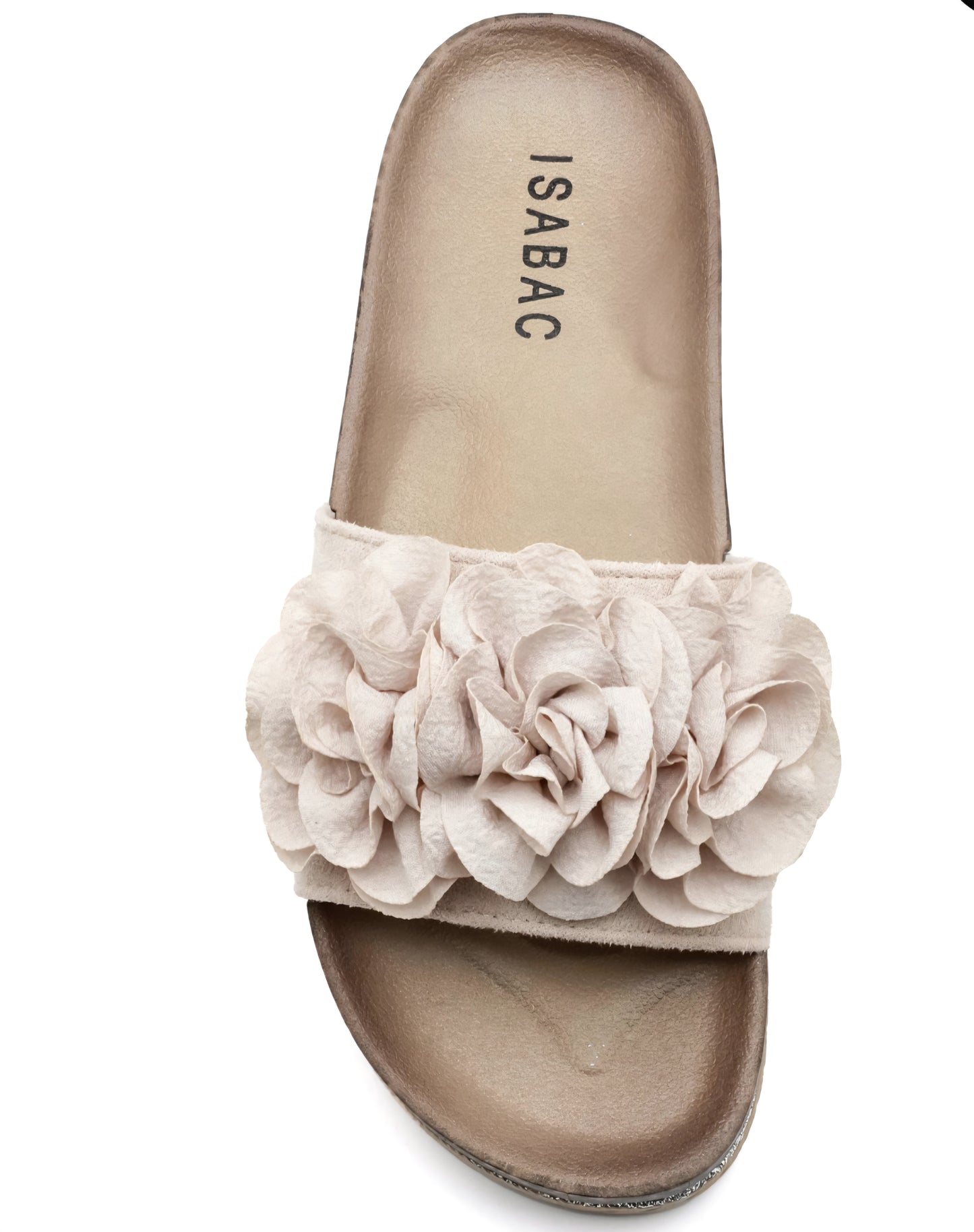 Platåsandaler med blommor Beige