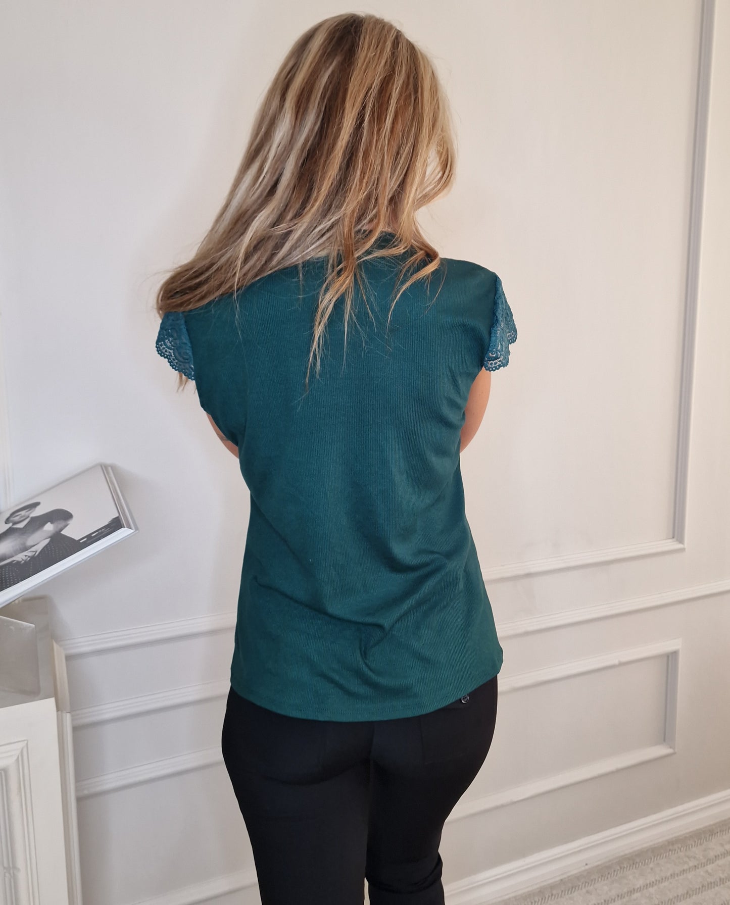 Extra stretchig Alpingrön ribbad t-shirt