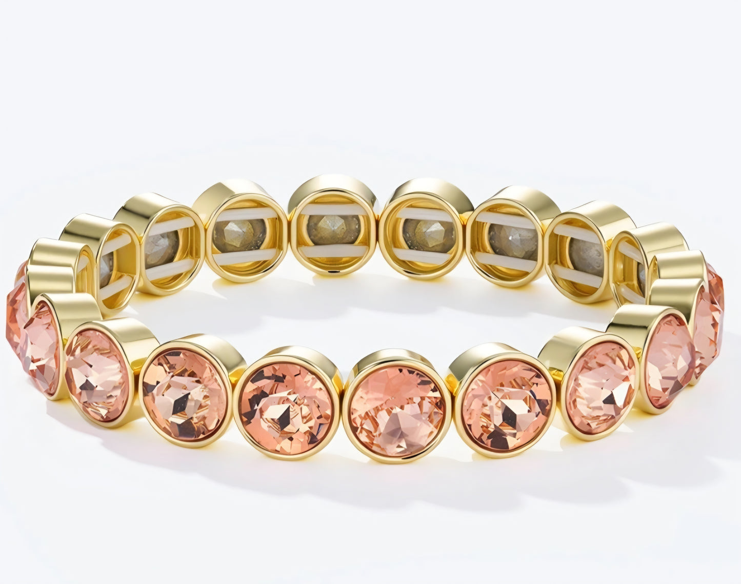 Elastiskt armband Champagne/Rosa Nickelfritt