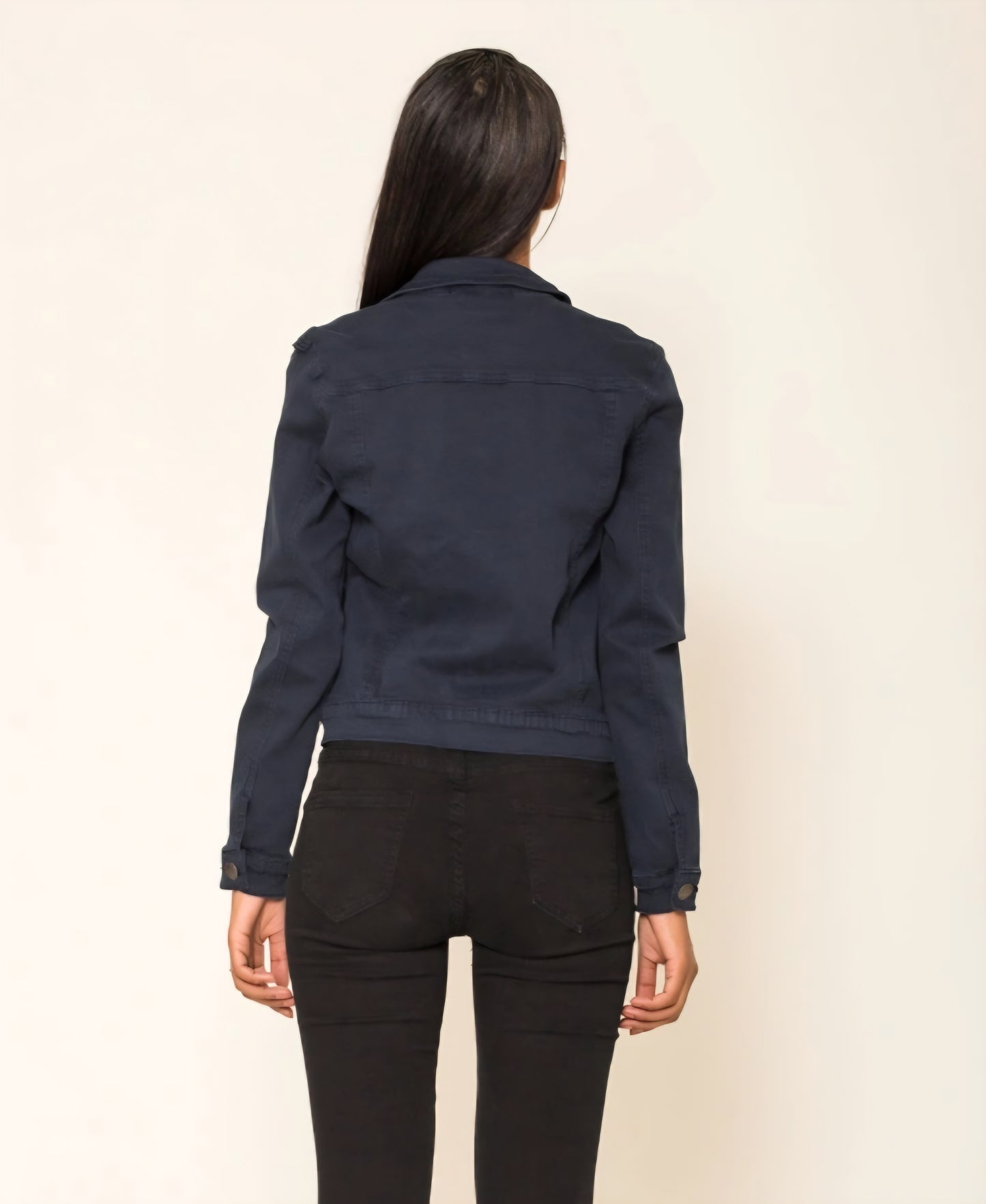 Klassisk stretch jeansjacka Marinblå