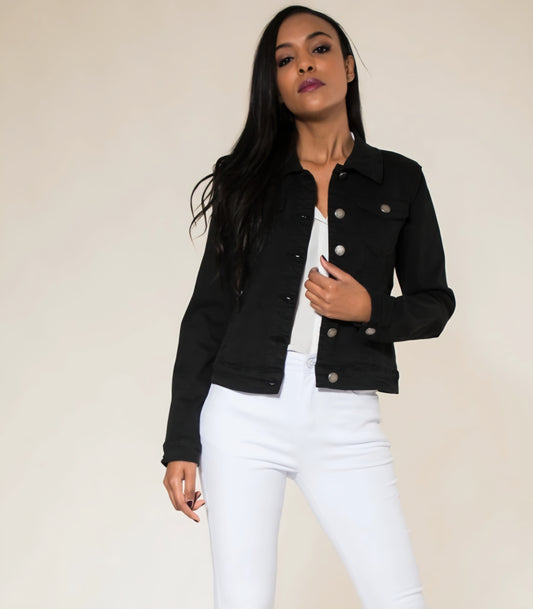 Klassisk stretch jeansjacka Svart