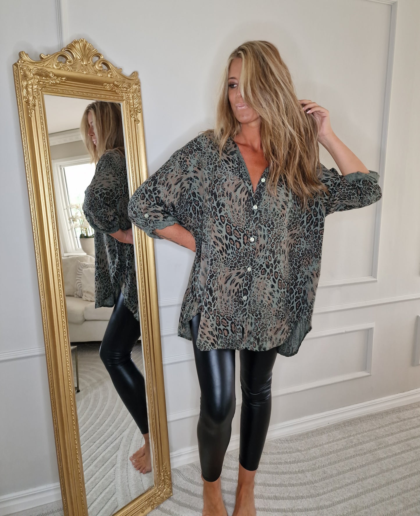 Leggings i konstläder Svart