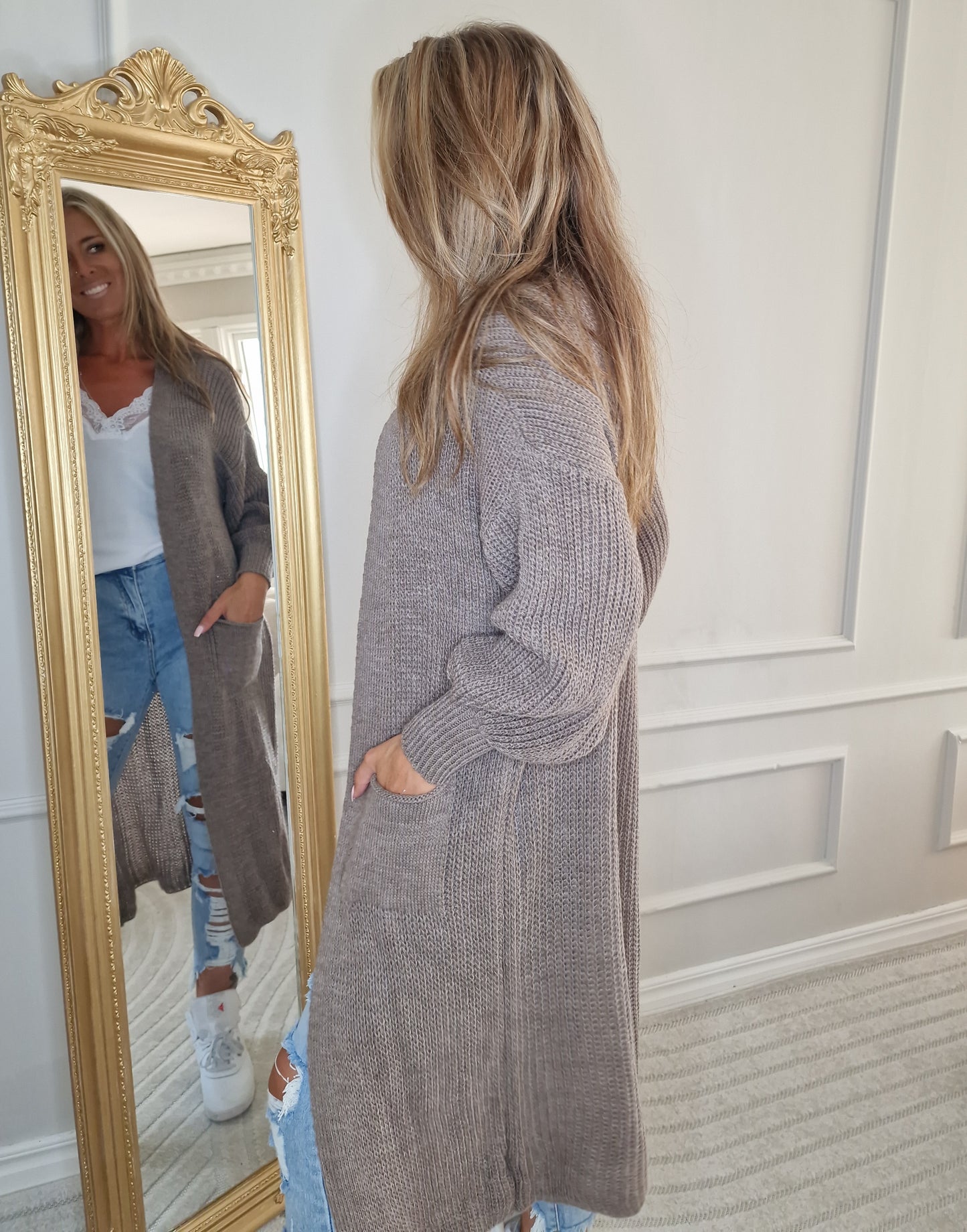 Cardigan lång Penny Taupe