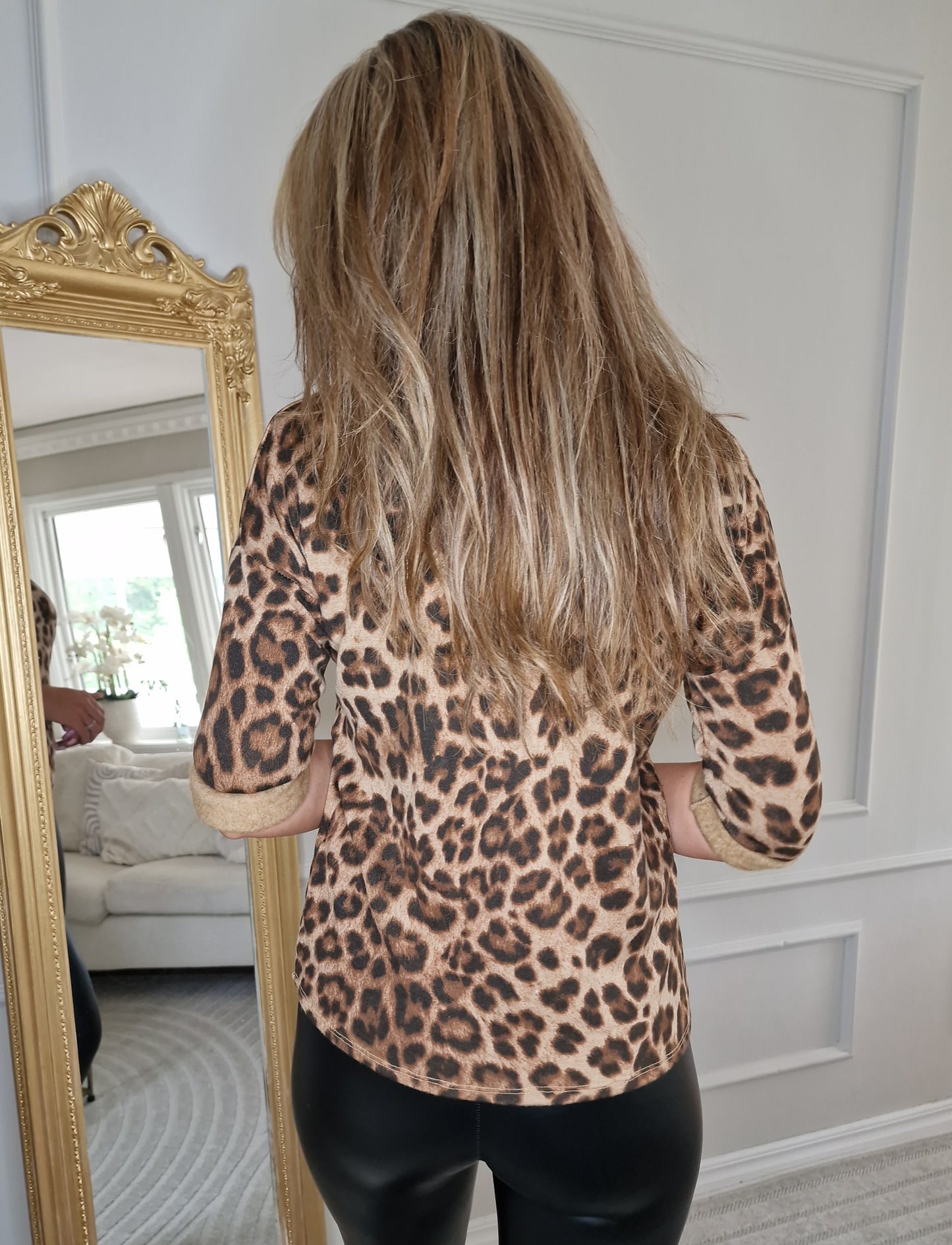 Långärmad leopardtröja Brun