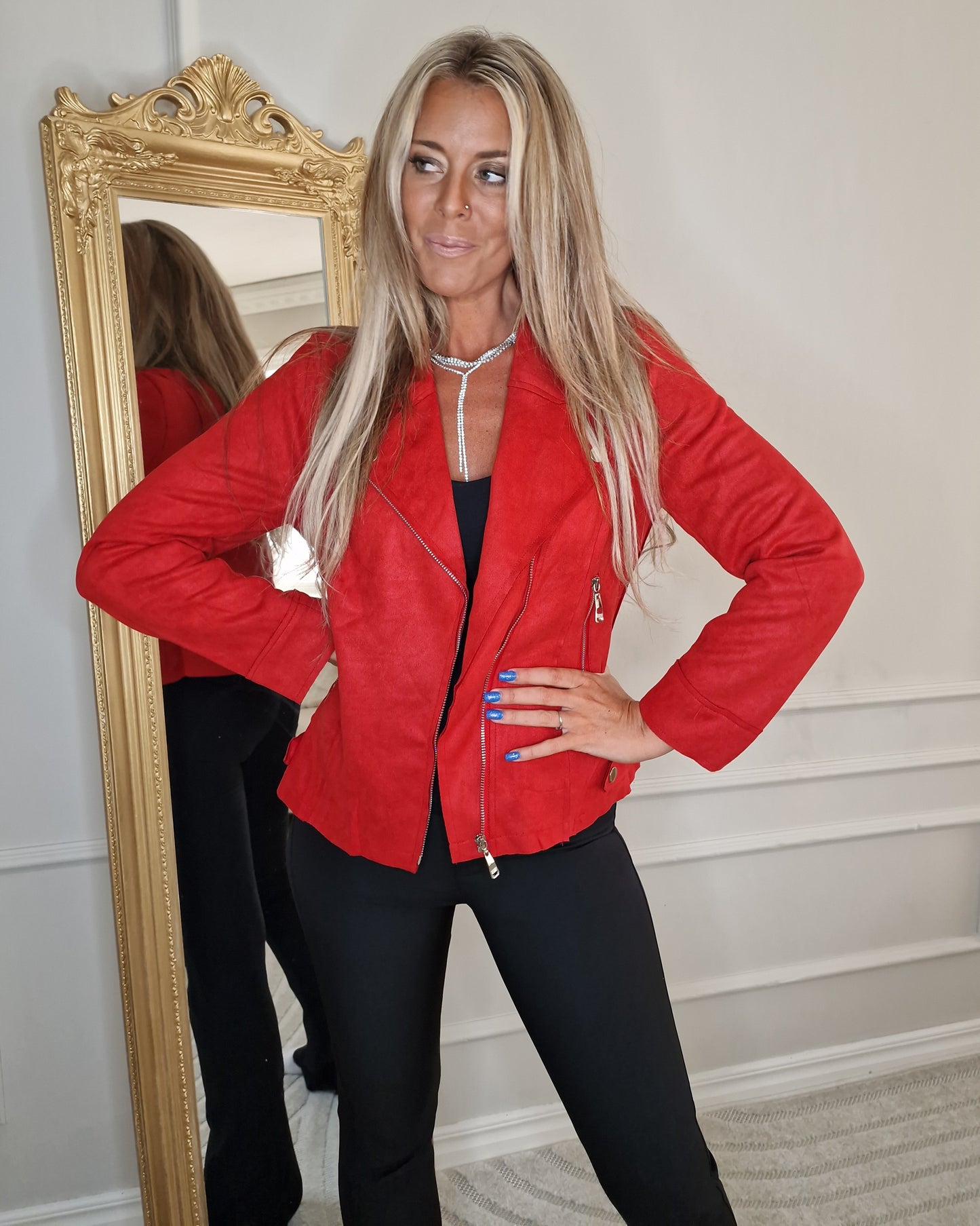 Perfecto mocka JACKET Röd