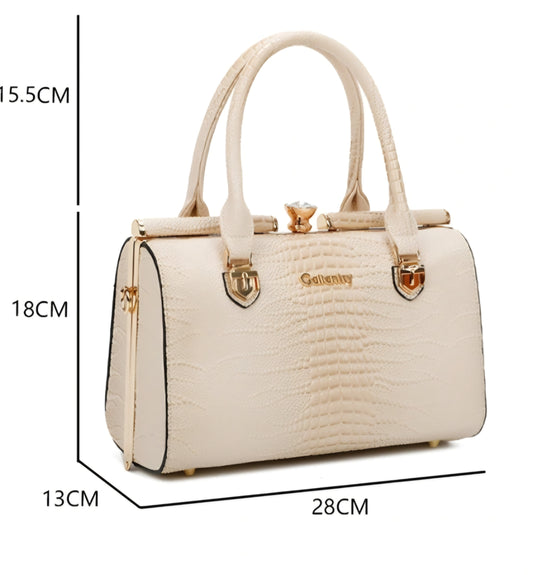 Gallantry Shiny Croco Handväska Beige