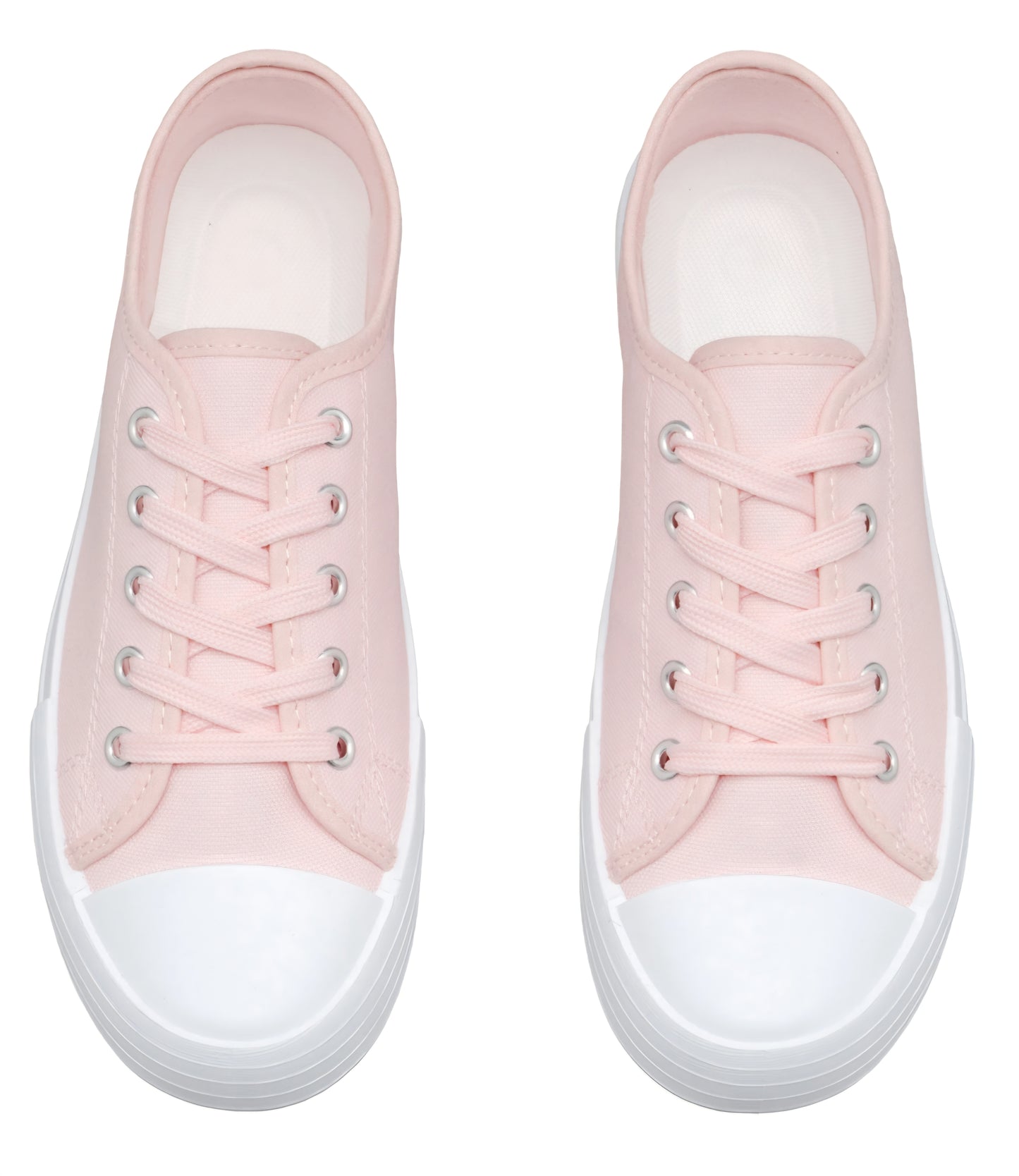 Låga sneakers i canvas med snörning Rosa