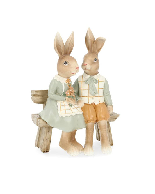 Dekoration Kaninpar Bänk 2-pack, 19 cm