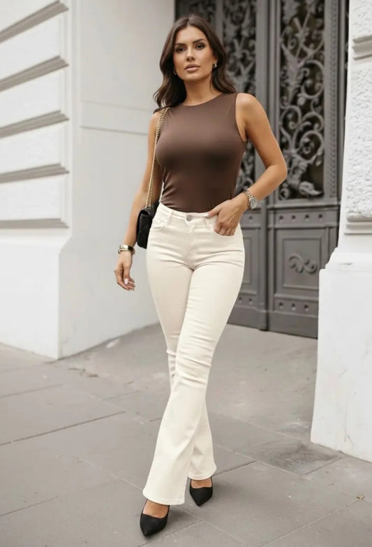 Push-up och stretch Jeans offwhite