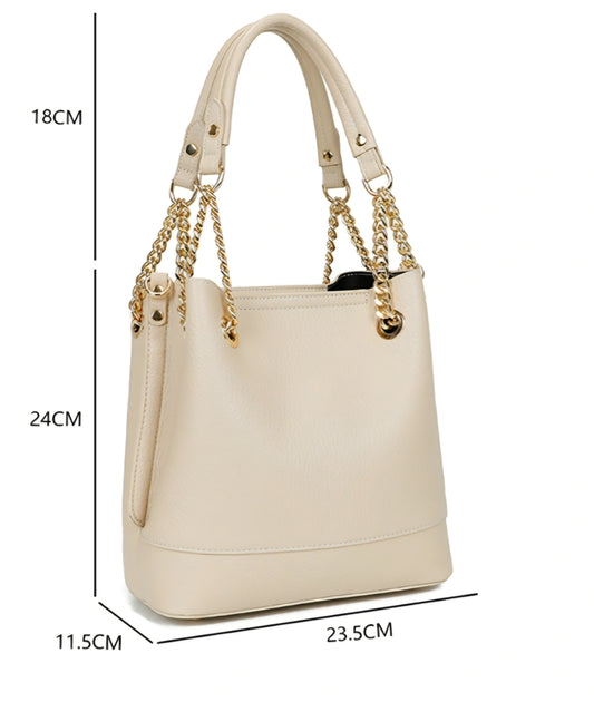 Handväska med kedja Beige